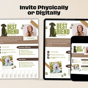 Editable Dog Walker Pet Sitting Flyer Contract, Dog Sitter Template for Pet Care Services Business, Pet Sitter Form and Pet Care Provider image 3