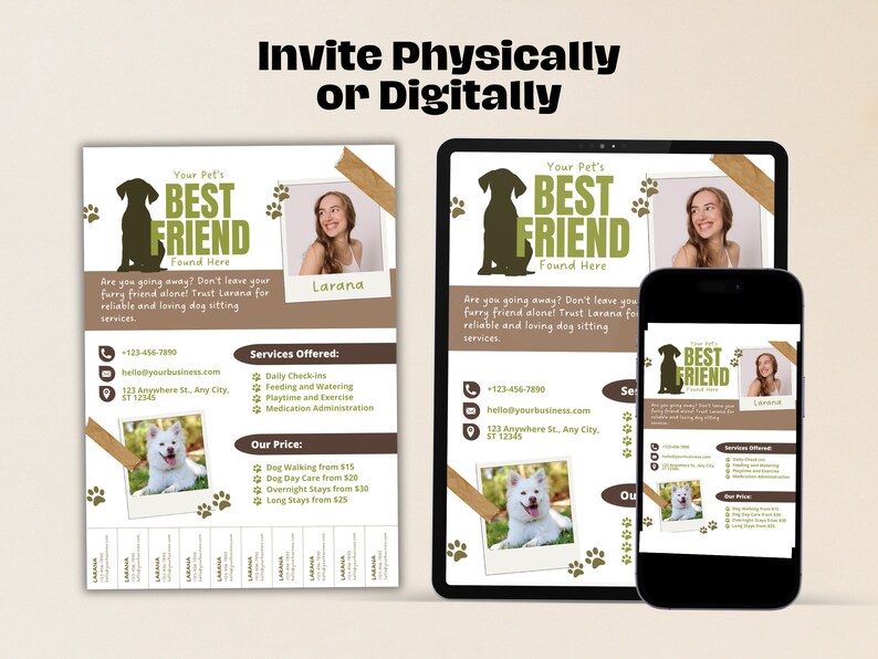 Editable Dog Walker Pet Sitting Flyer Contract, Dog Sitter Template for Pet Care Services Business, Pet Sitter Form and Pet Care Provider image 3