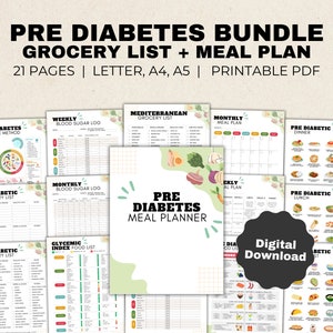 Pre Diabetic Meal Plan and Food List for Pre Diabetes Low Sugar Food, Prediabetes Food Chart and Grocery List, Type 2 Diabetes diet chart