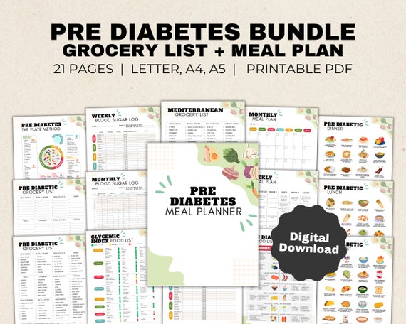 Pre Diabetic Meal Plan and Food List for Pre Diabetes Low Sugar Food, Prediabetes Food Chart and Grocery List, Type 2 Diabetes diet chart