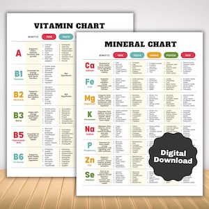 Vitaminen- en mineralentabel Cheatsheet en supplement Referentietabel, naslaggids en klaar voor jou Voedingsfeiten Voedingslijst