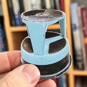 Geschenk für Lehrer, Bibliothekare, Leser und Buchliebhaber | Türkisblauer Vintage Bibliothekshocker | Sticker oder Magnet