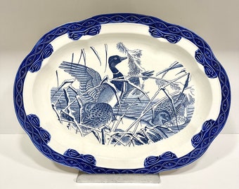 Ancien!!! Plateau, plat, assiette canard en porcelaine