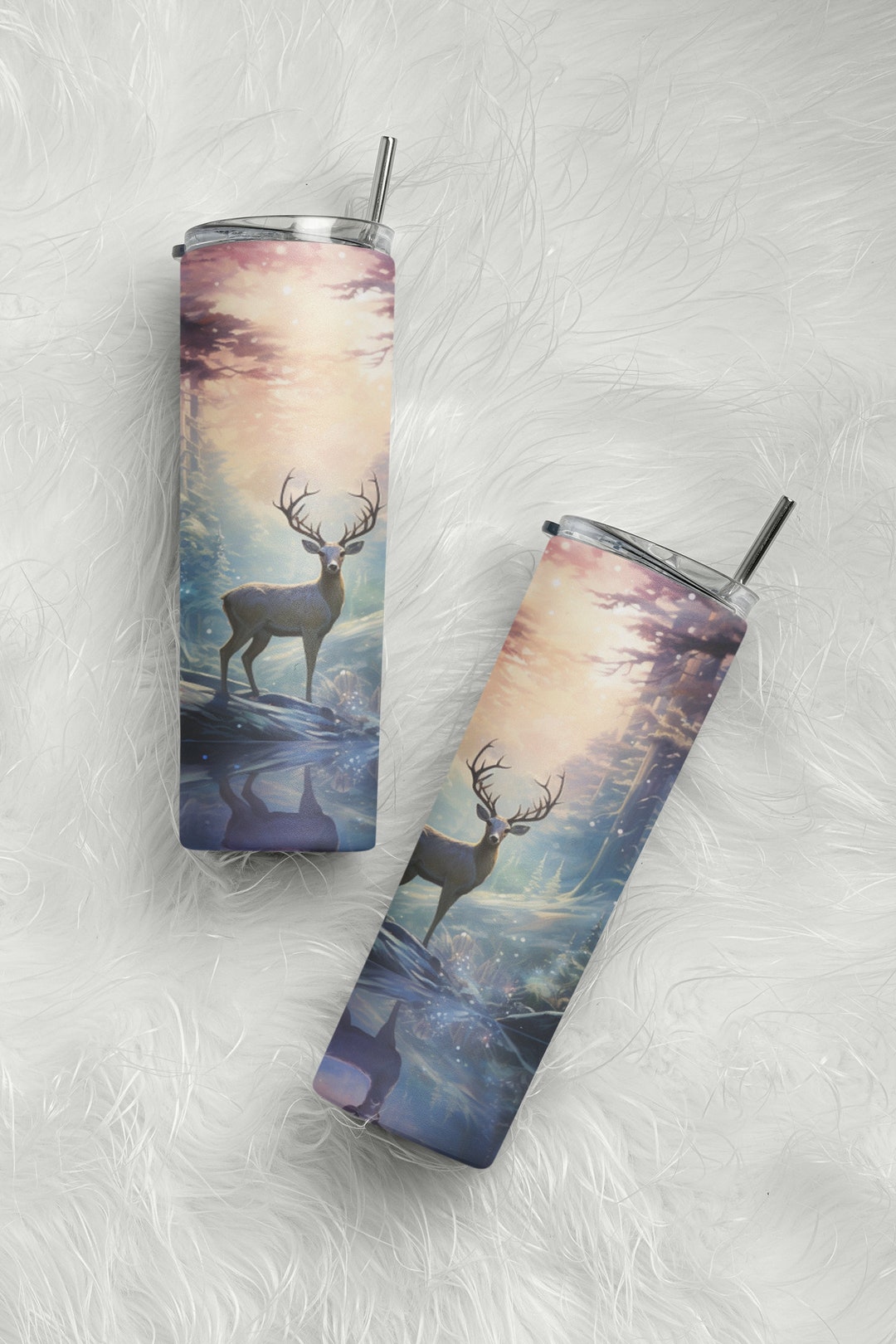 Christmas Vintage Deer 20 Oz Skinny Tumbler Sublimation - Etsy