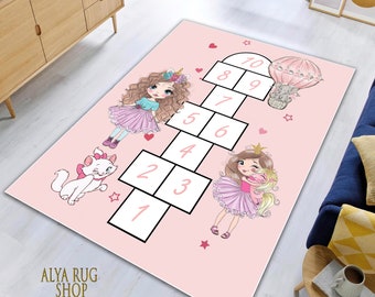 Nursery Room Hopscotch Rug, Hopscotch Mat, Education Rug, Baby Play Carpet, Kids Play Mat, Kids Room Rug, Baby Room Rug, Nursery Room Rug