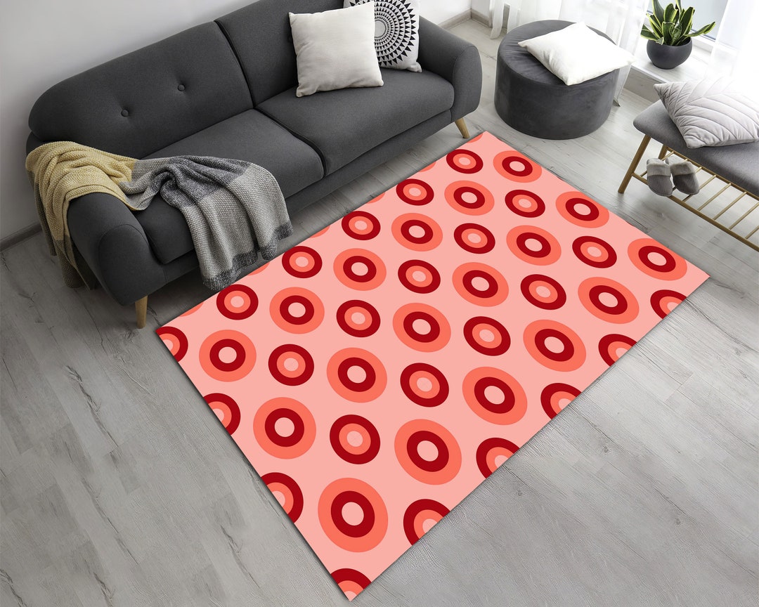 Pink Retro Mid Century Rug, Girl Room Rug, Pink Rug, Geometric Design