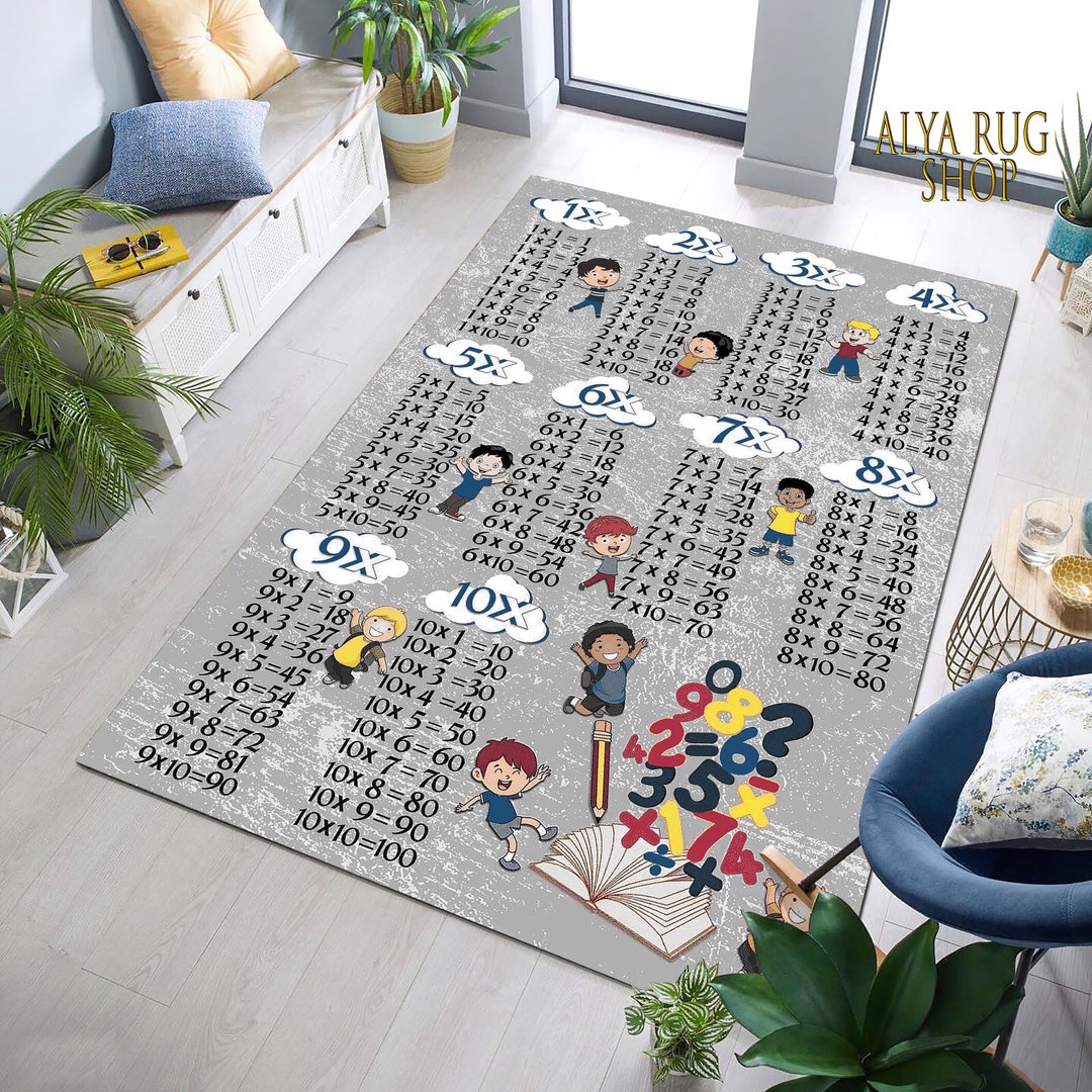 Multiplication Chart Colorful Rug, Multiplication Table Nonslip Carpet ...