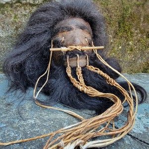 Shrunken Head, Real Leather and Hair, Medium Sized, 4 Inch