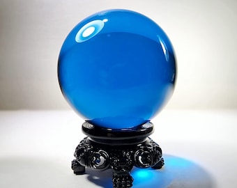 80mm Blue Crystal Ball, Blue Glass Scrying Sphere, 3.15 inch
