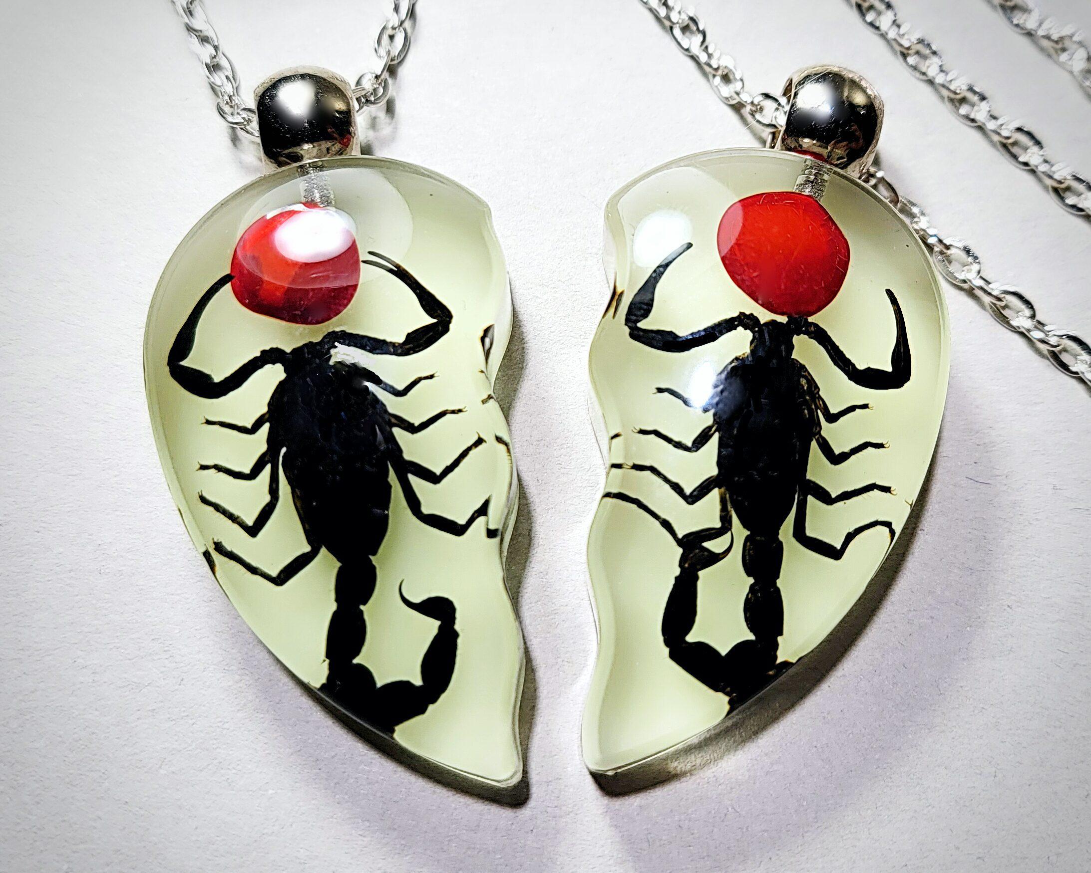 Lucky Bean Scorpion Heart Necklace Set