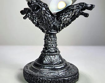 Black Wolf Crystal Ball Stand, Glass Sphere Base, Gothic Decor