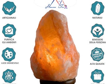 Lampada di Sale Rosa Himalayano certificato Naturalsal 2-3 KG. Inclusa lampadina a incandescenza e cavo certificato CE.
