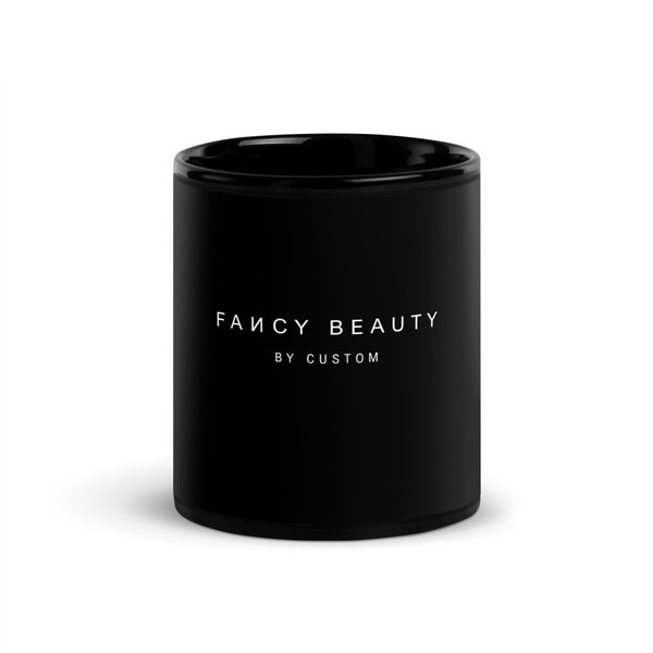 Black Glossy Mug Makeup Brush Holder - CUSTOM NAME - Spoof Fun for Fenty Beauty Fans