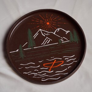 9" Handmade Ceramic Nature and Camping Patterned Plates, Ceramic Speckled Plate, ceramic plates image 6