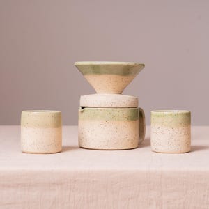 Handmade Ceramic Coffee Pour Over Set: Modern Stoneware Dripper