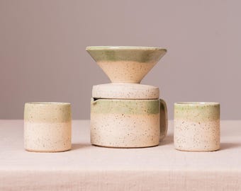 Handmade Ceramic Coffee Pour Over Set: Modern Stoneware Dripper