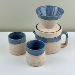 Ceramic Coffee Pour-Over | Modern Stoneware Dripper and Jug Set | Coffee Pour Over | Coffee Brewer | Handmade Coffee Pour Over