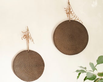 Round Ceramic Wall Hanging Set 8 inches | Ceramic Wall Sculptures | Geometric Ceramic Art | Ceramic Wall Decor | Clay Wall Art