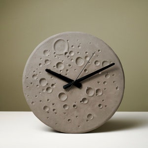 Moon View Handmade Ceramic Wall Clock | 11"(29 cm) Ceramic Wall Clock | Geometric Wall Clock with Moon Pattern | Christmas Gift