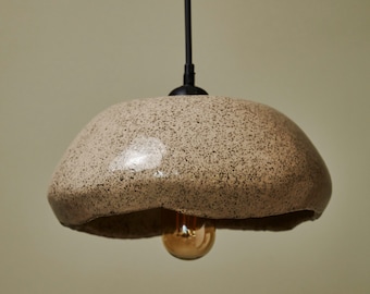 Handmade Ceramic Pendant Light: Art Deco Chandelier (8.6")