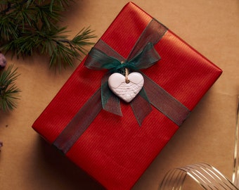 Décorations en céramique élégantes de coeur et d'étoile pour la décoration d'arbre de Noël | Ensemble artisanal en céramique blanche | Décoration d'arbre de Noël en céramique