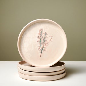 4-piece Handmade Leaf Printed Ceramic Plate | Functional and Beautiful Tableware for Everyday Use | Artisanal Handmade Ceramic Plates