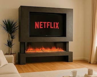 LUXURY MARBLE FIREPLACE Suite: Hestia Electric Fire Media Wall, Modern led Fire Feature