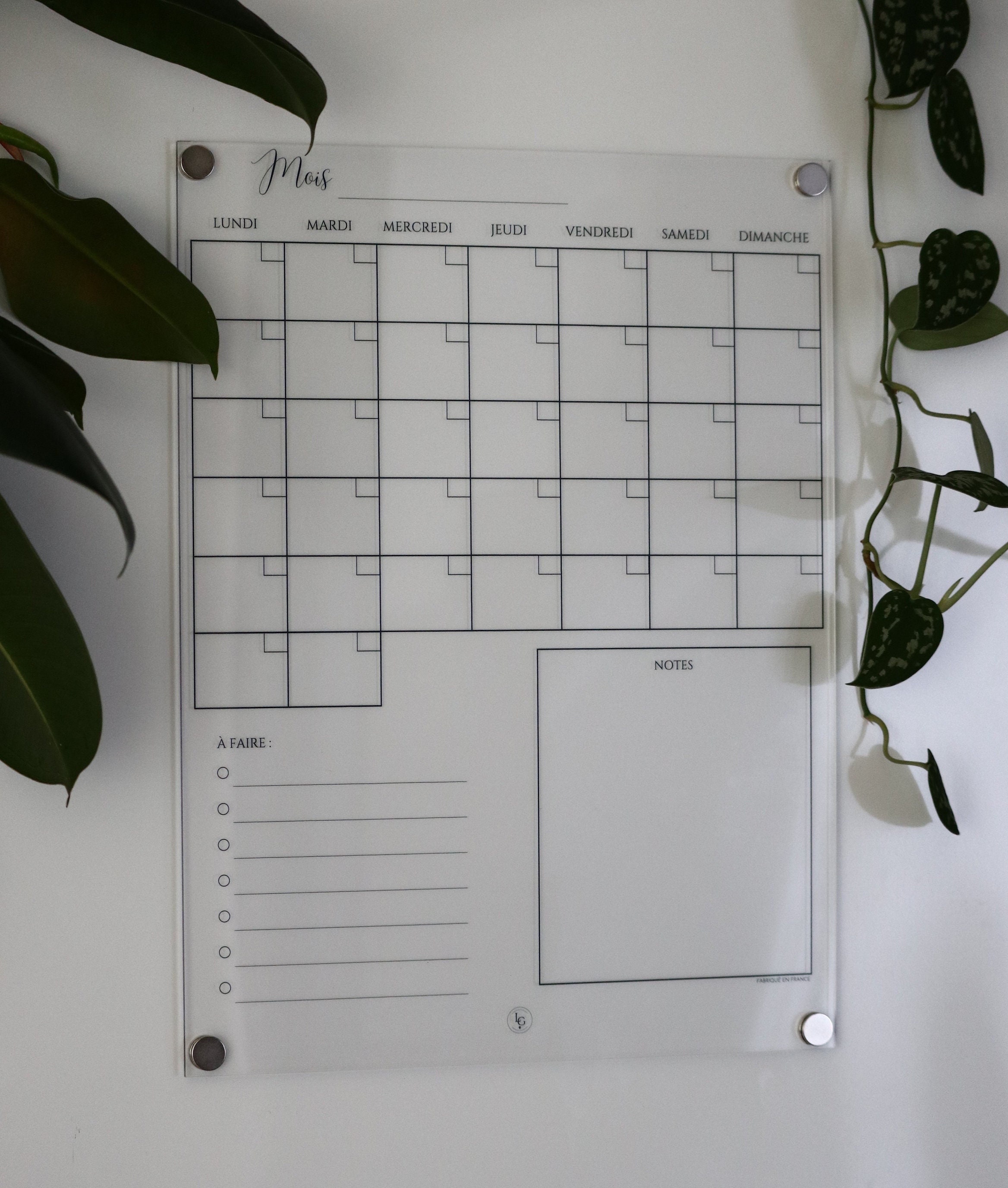 Calendrier Magnétique Frigo - Organisateur - Semainier transparent - – Au  bout du detail