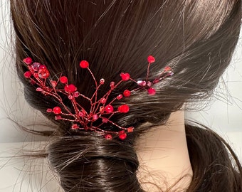 Red  hair pins handmade hairpins wedding  hair accessories