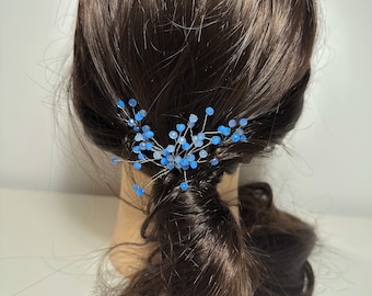 Hairpins blue hair accessories handmade with blue stone beads elegant hair pins