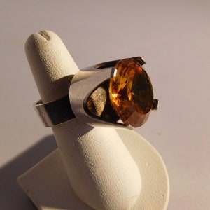 Unknown but a Rare find. Ring In sterling silver with large orange crystal. 1972 Sweden