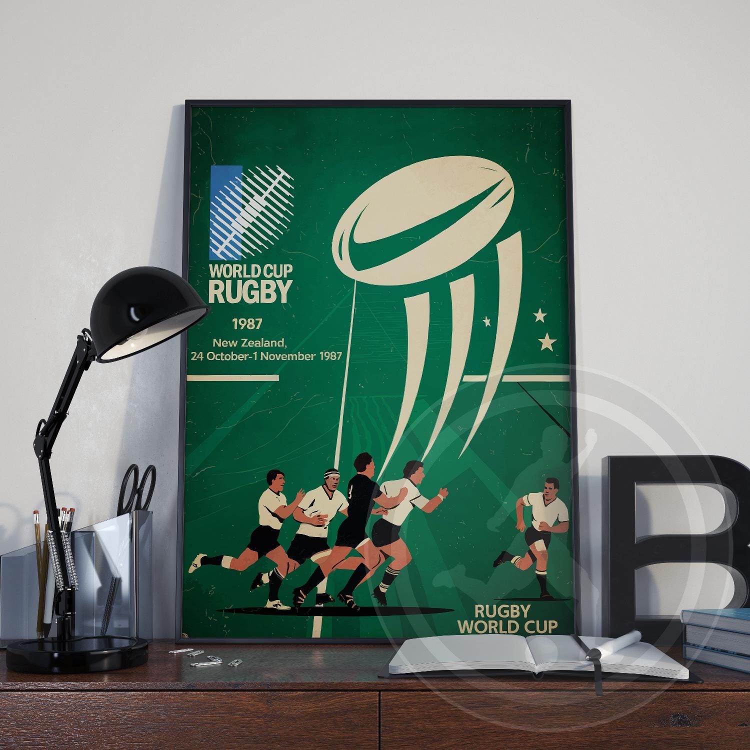 工場直売 Vintage 1987 Rugby World Cup Rolled Poster, Wall Decor その他