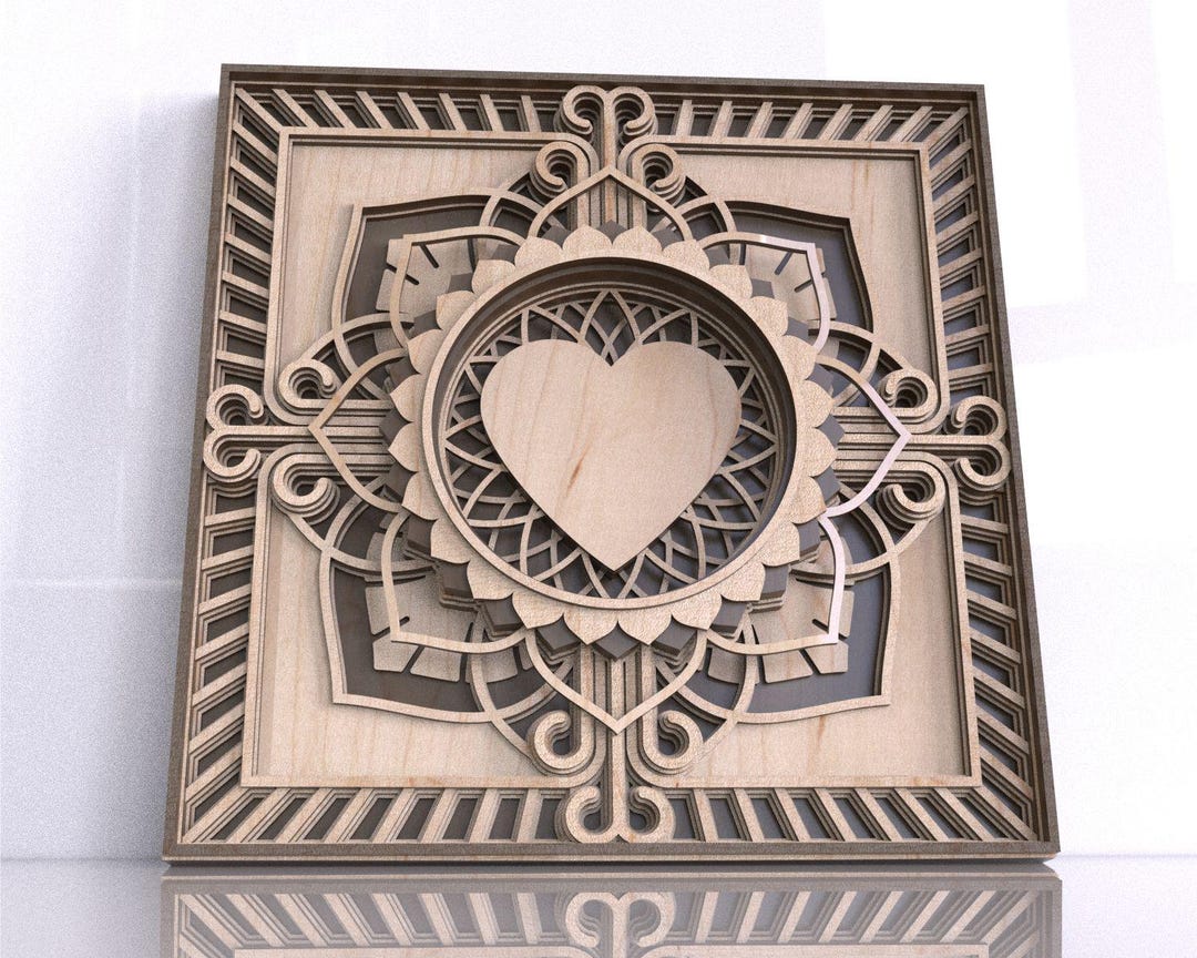 Buy 10 Layers Heart 3D Mandala Svg, Multilayer Love Panel for Laser ...