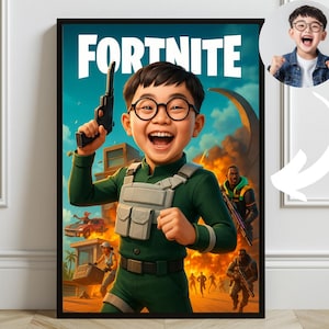 Personalized battle Royale gaming portrait from a picture, gamer portrait, video game art, wall art (digital download)