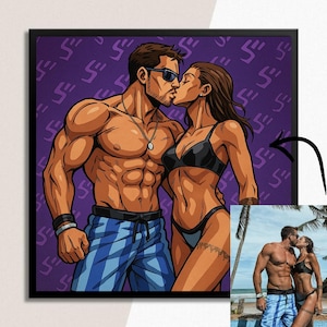 Spersonalizowany portret Jojo przyjaciela lub pary Manga Cartoon Portret Spersonalizowana sztuka Canva Spersonalizowany prezent, niestandardowy portret Jojo
