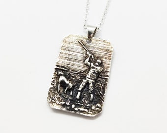 men jewelry, hunter pendant, men necklace, Solid silver 925, gift for him, personalized pendant