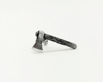 axe earring, Solid silver 925 stud earring, war jewelry, axe earring