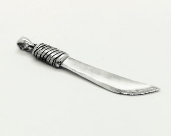 machete pendant, Solid silver 925, Handmade Realistic Scimtar, men jewelry