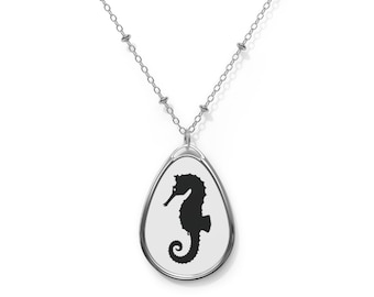 seahorse necklace, women necklace, Oval Necklace, sea jewelry, gift for her, women jewelry