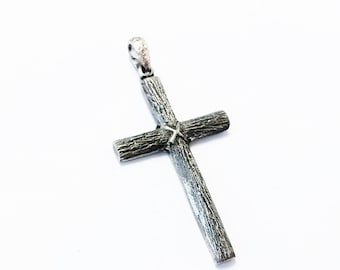 cross pendant, Solid Silver 925, men jewelry, Gothic Jewelry, textured pendant, christian jewelry