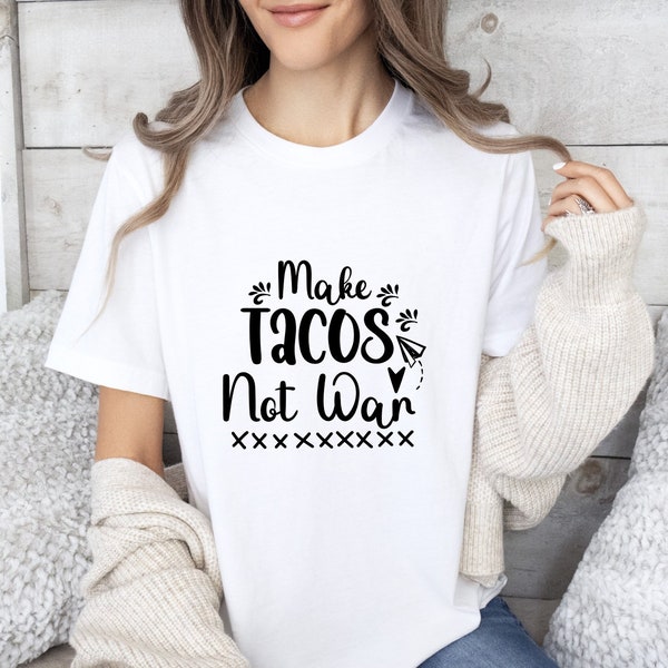 Women's Hoodie Dress - Make Tacos Not War (White Logo)