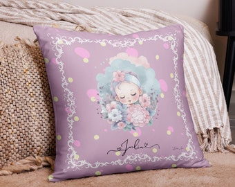 Cojín personalizado bebe-Almohada de anuncio de nacimiento - Huellas  - Almohada de guardería - Nuevo regalo para bebés, Baby Shower