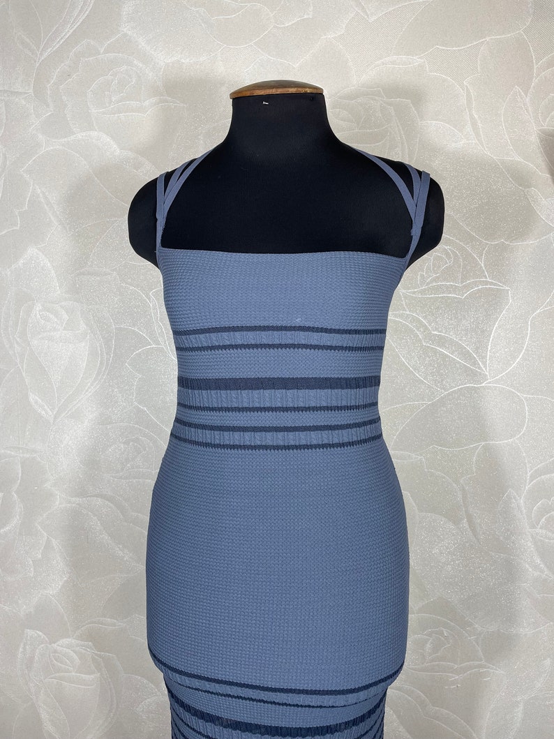 Herve Leger Dress Vintage Paris Bandage Xs-s Slim Striped Knitted - Etsy