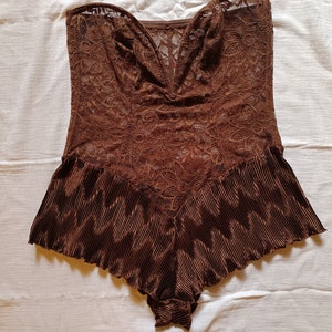 Vintage 90s La Perla  lace bodysuit  / vintage brown corset