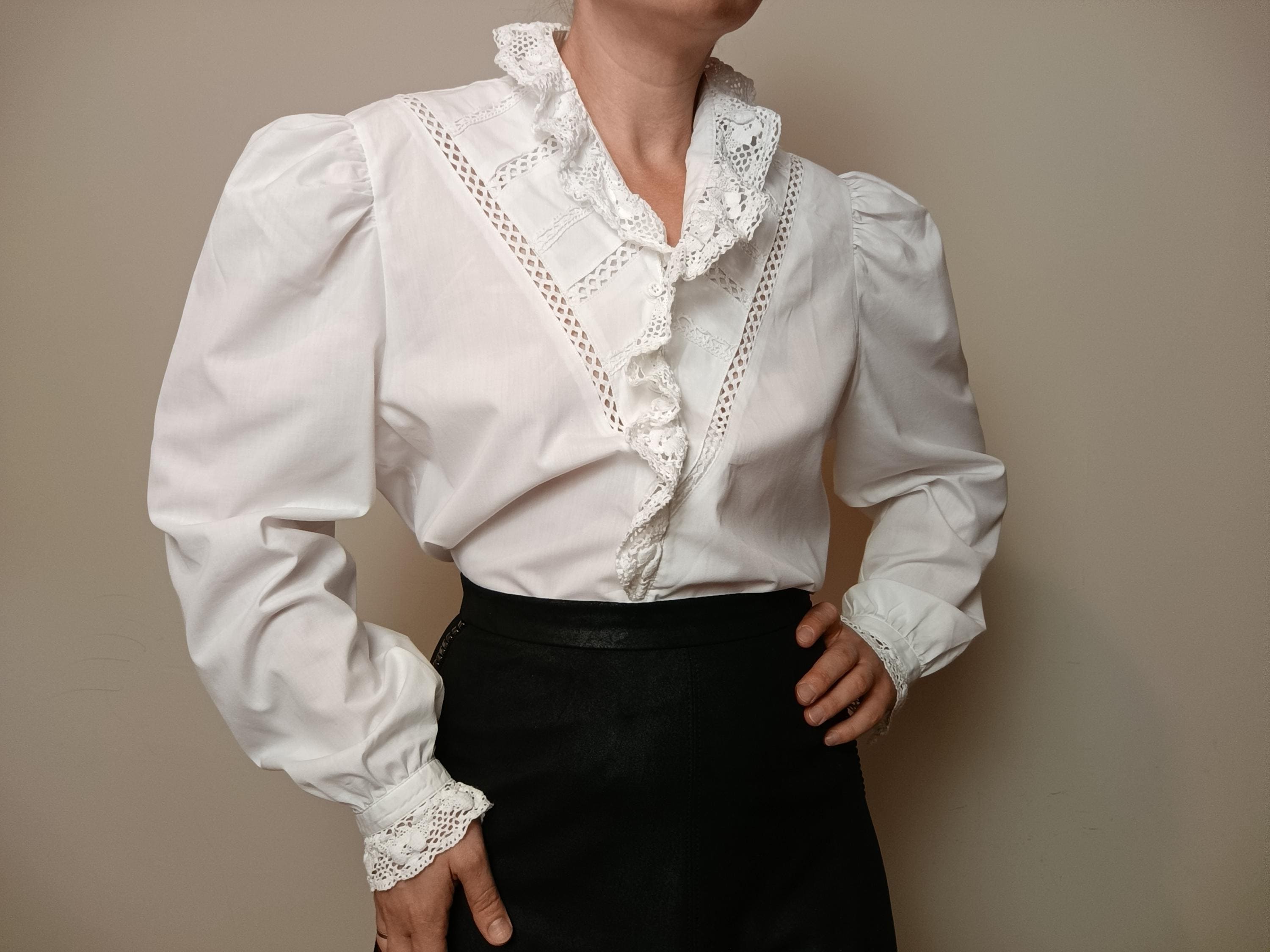 トップス antique 1900s white blouse Antique 1900s XS Edwardian White Cotton Voile Pouter Pigeon
