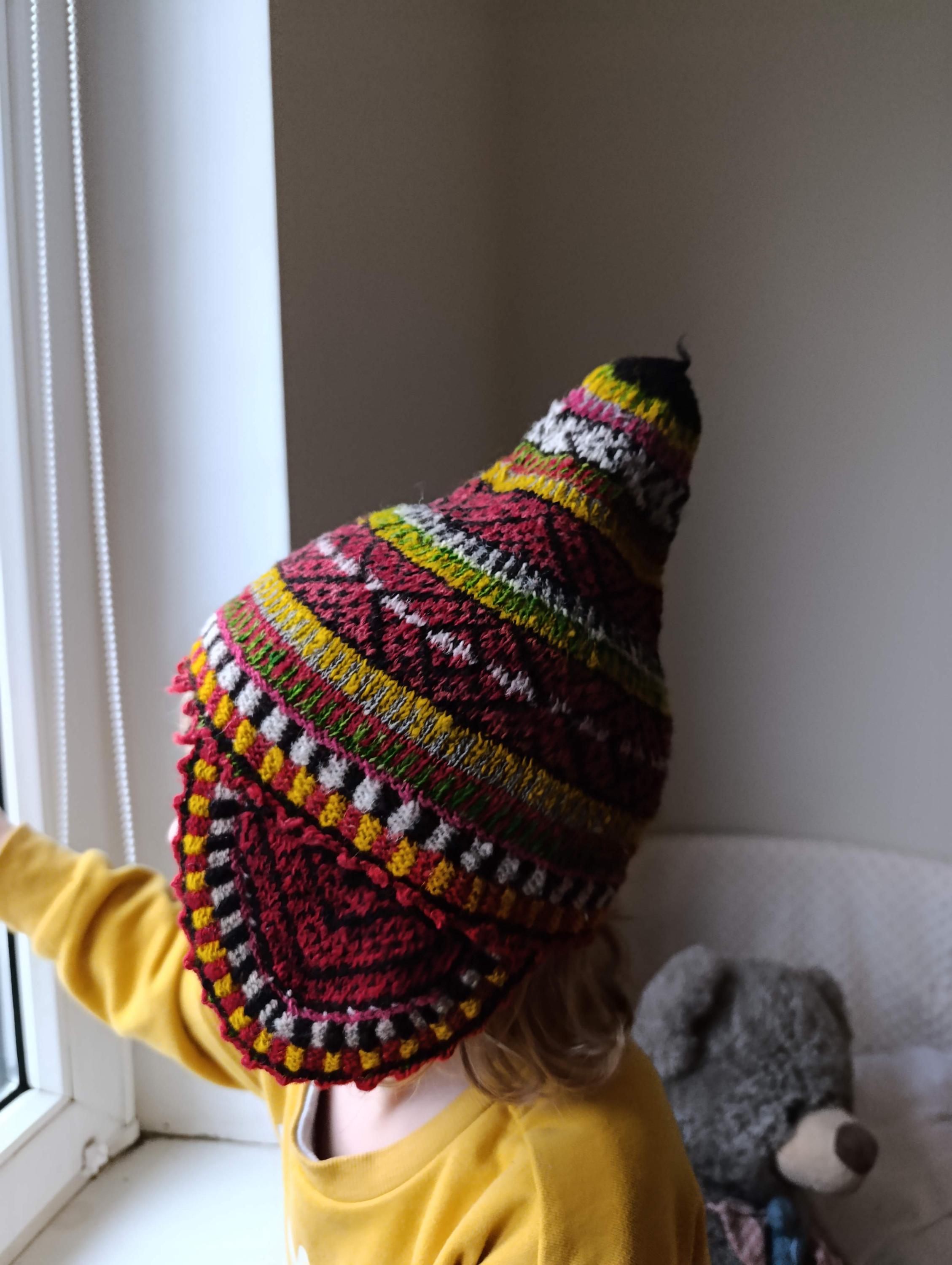 帽子 [Archive] 90s Nordic Pattern Chullo Hat Vintage Wool Chullo Hat / Vintage Chullo Knit Hat Peruvian