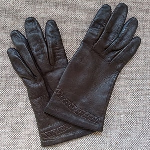 Vintage Gant Lauret Frauen Braune Lederhandschuhe small, Vintage französische Lederhandschuhe 6 1/4