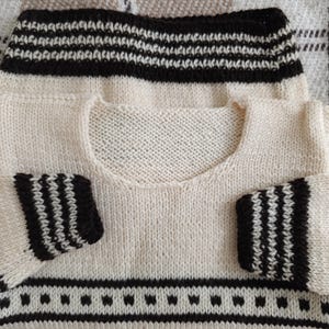Vintage hand knitted kids wool sweater/ hand made baby jumper