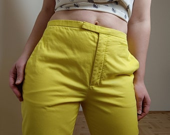 pantalon Hermès vintage/ taille 40 / Pantalon Hermès jaune / Fabriqué en France