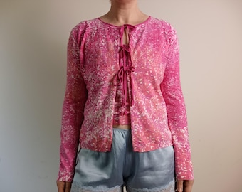 Vintage 2000er Jahre Blumarine rosa Strickjacke und Leibchen Top Set / Archiv Italienische Designerkleidung